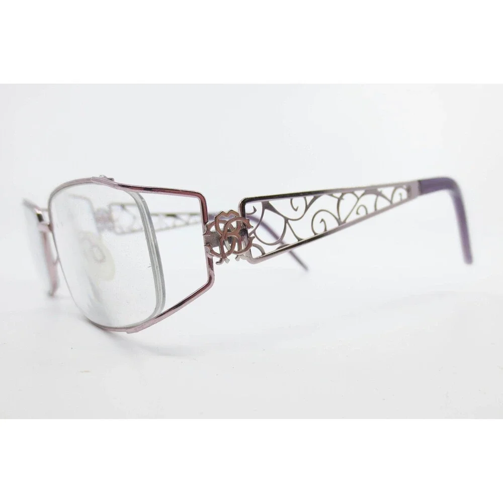 Just Cavalli Zaffiro 419 Eyeglass Frames Purple Metal Filigree Rectangular